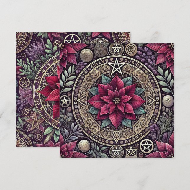 Invitation Imprimable Witchy Poinsettia Mandala Scrapbook (Devant / Derrière)