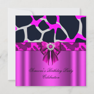 Invitation Imprimé animal diamants arc rose vif léopard