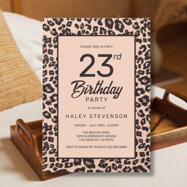 Invitation Imprimé animalier léopard élégant pour 23e anniver (Créateur téléchargé)