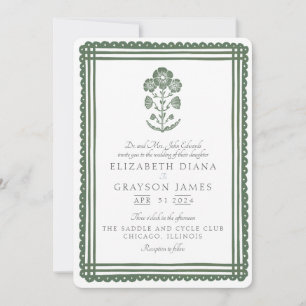 Invitation Imprimé Botanique Vert Herbeux pour Mariage