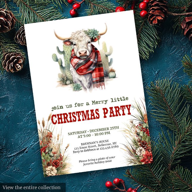 Invitation Imprimé de fête de Noël à la ferme rouge vert  (Farmhouse Christmas party printable red green invite

)