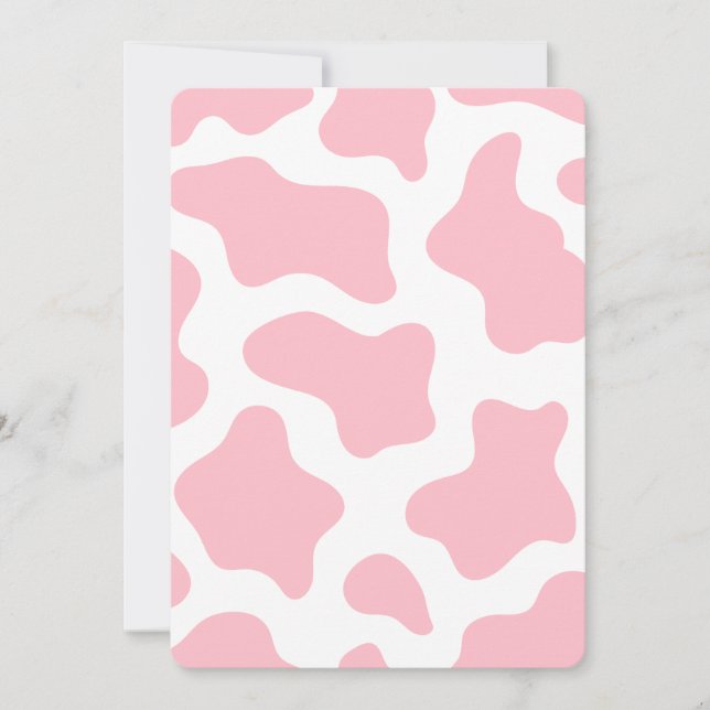 Invitation imprimé de vache rose pastel kawaii (Devant)