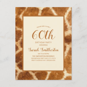 Invitation Imprimé élégant et fantaisiste de girafe pour 60e 