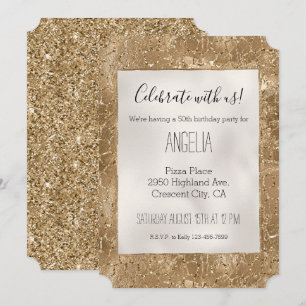 Invitation Imprimé girafe pailleté brillant or