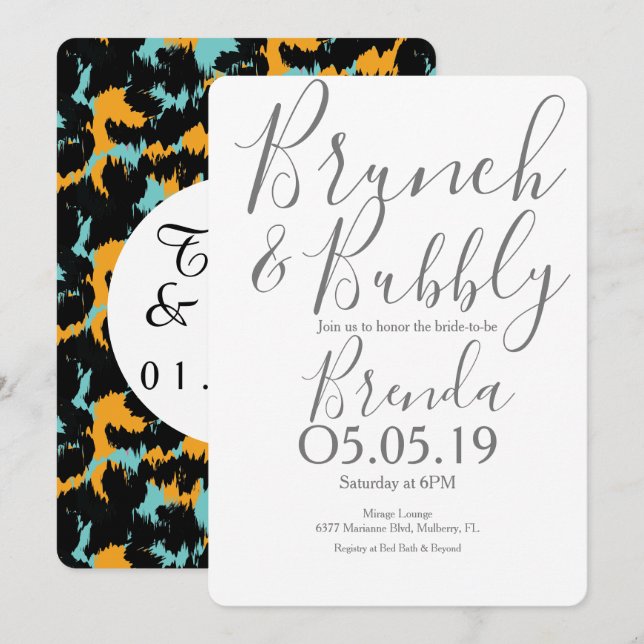 Invitation Imprimé guépard coloré motif moderne mariage (Devant / Derrière)