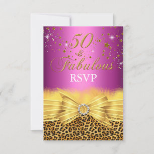 Invitation Imprimé léopard & Rose 50 & Fabuleux RSVP