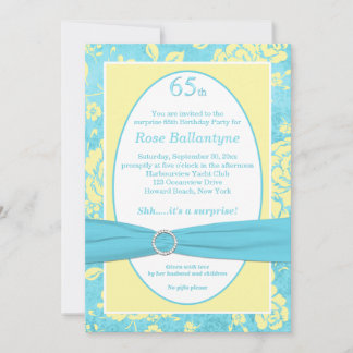 Invitation IMPRIMÉ RIBBON Bleu Jaune 65e anniversaire Invitat