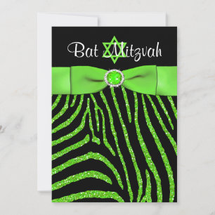 Invitation IMPRIMÉ RIBBON Zebra Bat mitzvah de Parties scinti