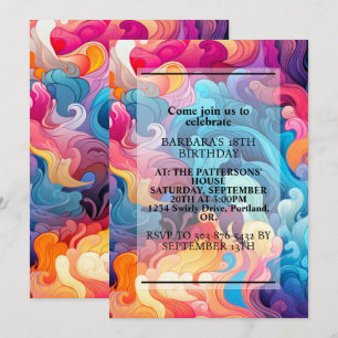 Invitation Imprimé super coloré Wavy à l'occasion de la fête