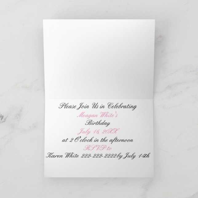 Invitation Imprimé Zèbre Princesse (Intérieur)