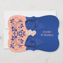 IMPRIMÉE Bleu DE RIBBON, Pêcher mariage floral Inv