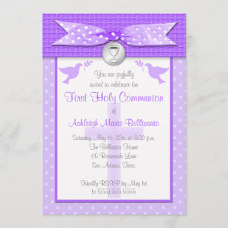 Invitation IMPRIMÉE RIBBON Première communion sainte Invitati
