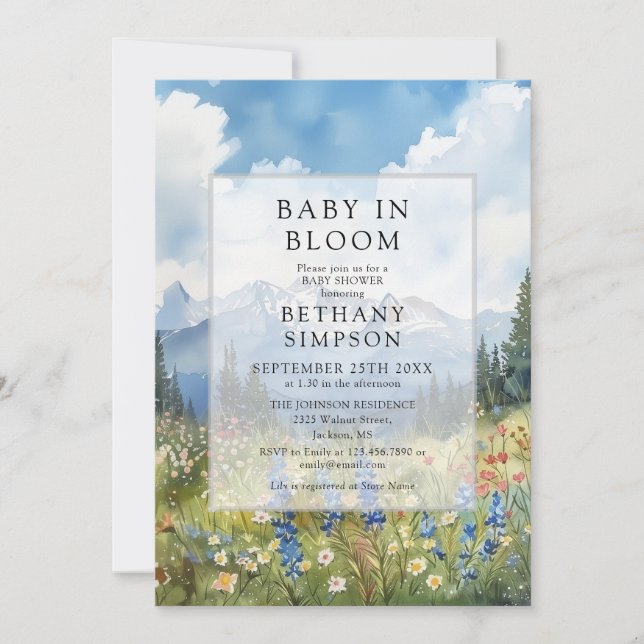 Invitation In Bloom Mountain QR Code All In One Baby Shower (Devant)