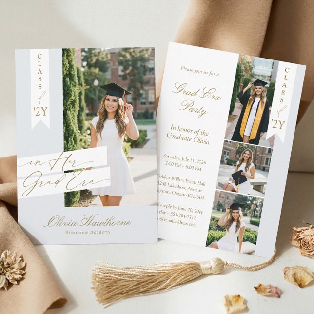 Invitation In Her Grad Era Elegant Photo Graduation Party (In Her Grad Era Elegant Photo Graduation Party Invitation)