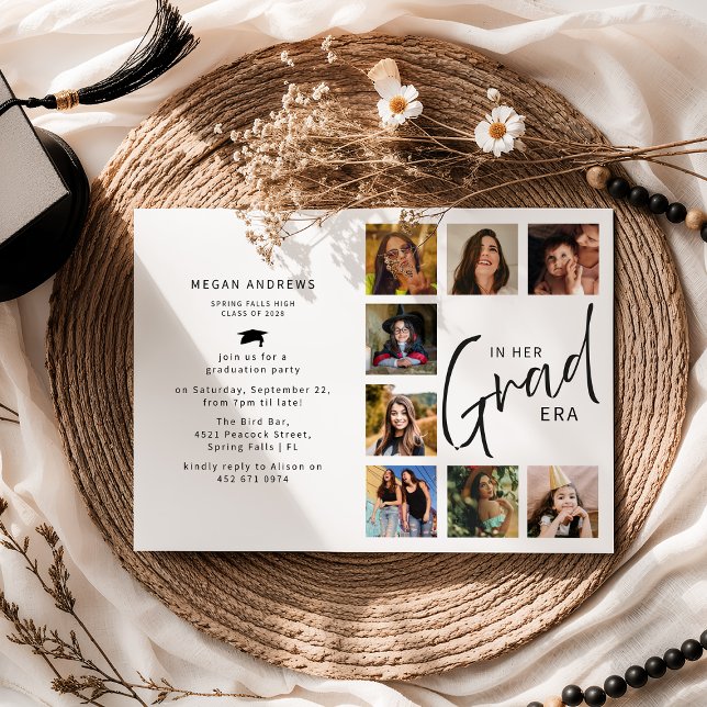 Invitation In Her Grad Era Photo Collage Graduation (Créateur téléchargé)