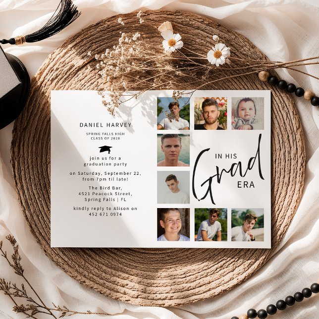 Invitation In His Grad Era Photo Collage Graduation (Créateur téléchargé)