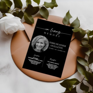 Invitation In Love Memory Funeral Memorial Service Noir