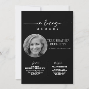 Invitation In Love Memory Funeral Memorial Service Noir