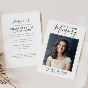 Invitation In Love Memory Photo Funeral Service Memorial