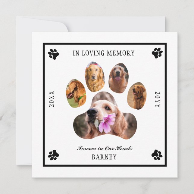 Invitation In Love Memory Photo Pet Memorial - Blanc Noir (Devant)