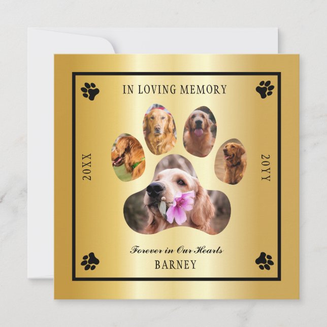 Invitation In Love Memory Photo Pet Memorial - Tone Or (Devant)