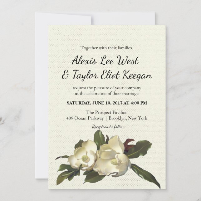 Invitation In Love - Vintage Magnolia Grandiflora Mariage (Devant)