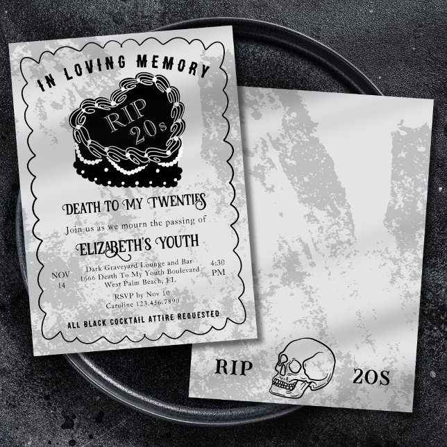 Invitation In Loving Memory Black Scribble Cake 30e anniversa (Créateur téléchargé)