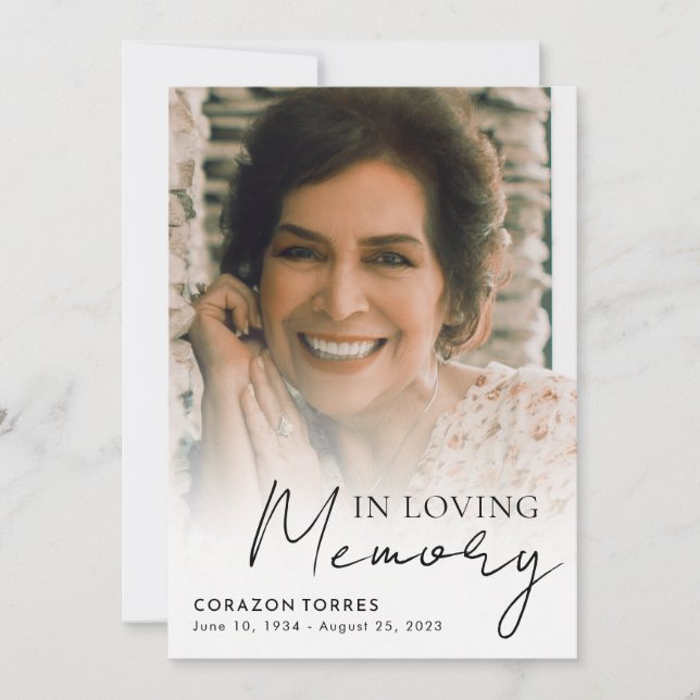 Invitation In Loving Memory Célébration de la vie Photo Funér (Devant)