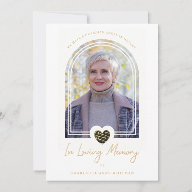 Invitation In Loving Memory Photo Black Heart Arch Effect (Devant)