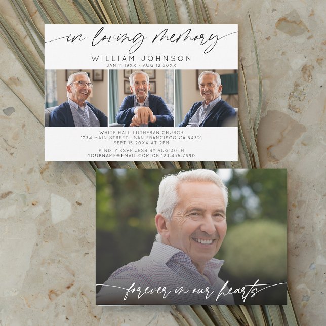 Invitation In Loving Memory Photo Collage Funérailles horizon (Créateur téléchargé)