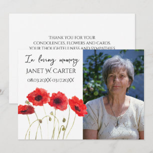 Invitation In Memoriam Coquelicots Rouges Fleurs Funéraires