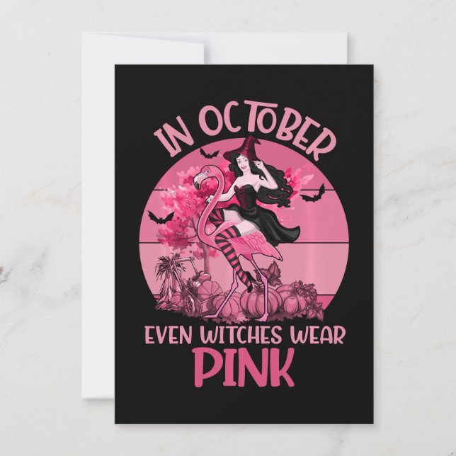 Invitation In October Even Witches Wear Pink Tee Breast (Devant)