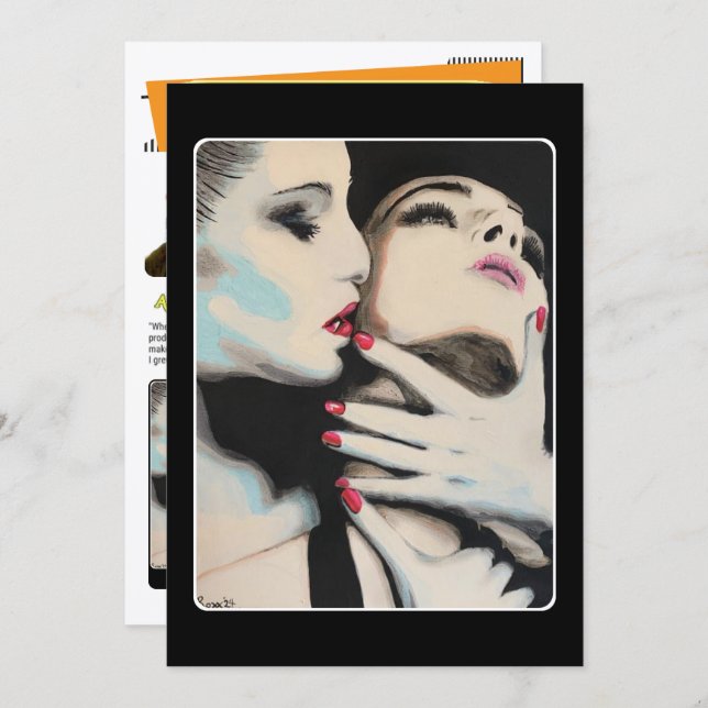 Invitation ‘In the Shadows’ Painting on a Small-Scale Print  (Devant / Derrière)