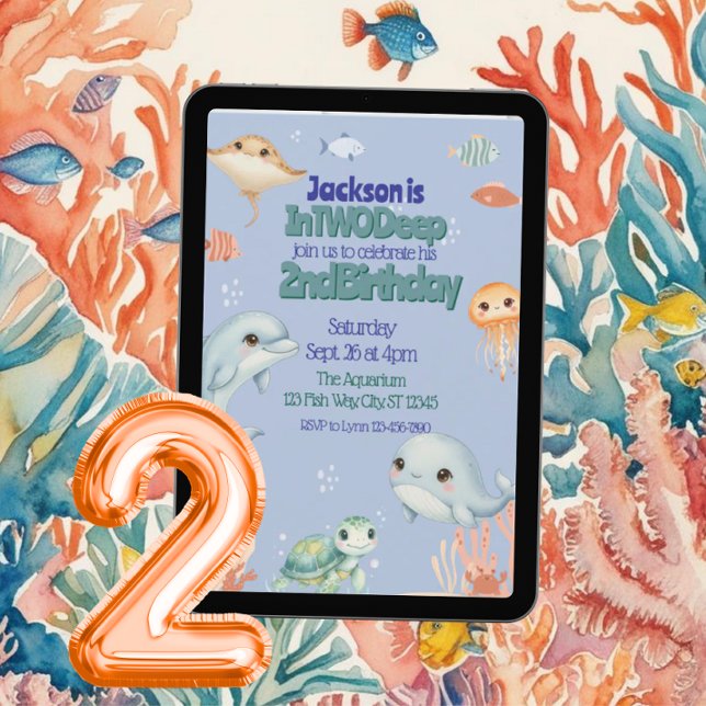 Invitation In TWO Deep, Blue Under the Sea 2nd Birthday  (Créateur téléchargé)