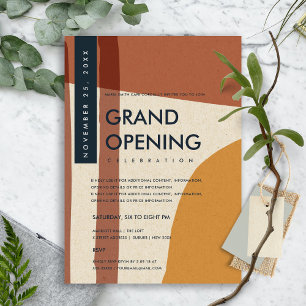 INVITATION INAUGURATION GRANDIOSE ART ABSTRAIT MODERNE ORANGE