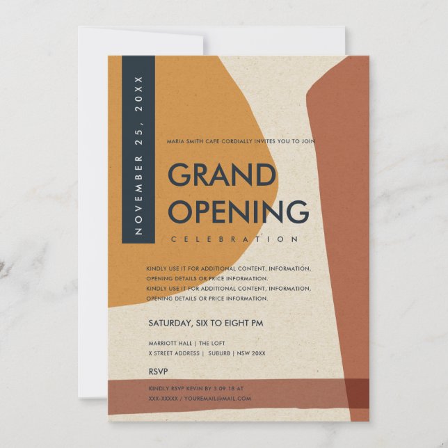 INVITATION INAUGURATION GRANDIOSE ART ABSTRAIT MODERNE ROUILL (Devant)