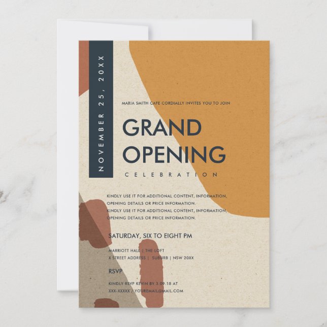 INVITATION INAUGURATION GRANDIOSE ART ABSTRAIT MODERNE ROUILL (Devant)