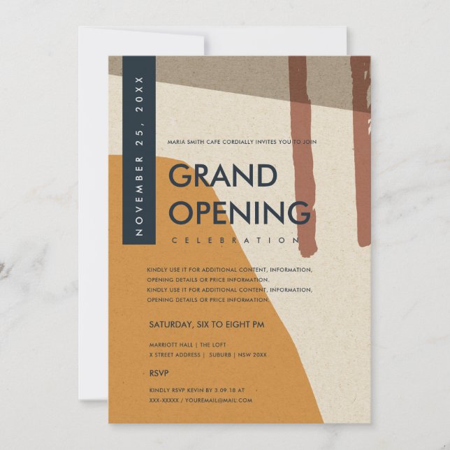 INVITATION INAUGURATION GRANDIOSE ART ABSTRAIT MODERNE ROUILL (Devant)