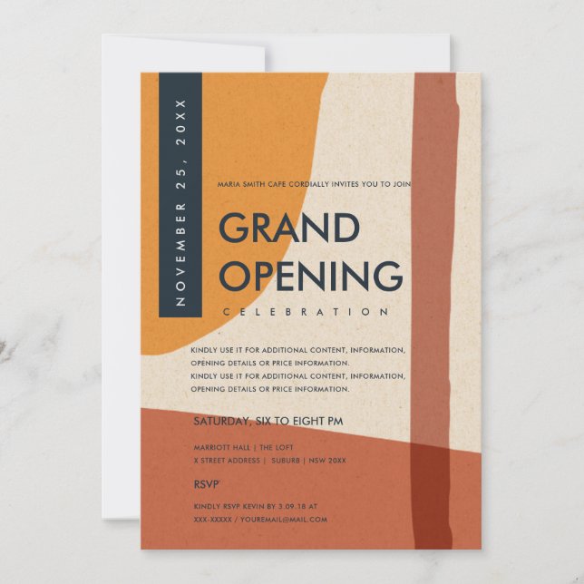 INVITATION INAUGURATION GRANDIOSE ART ABSTRAIT MODERNE ROUILL (Devant)