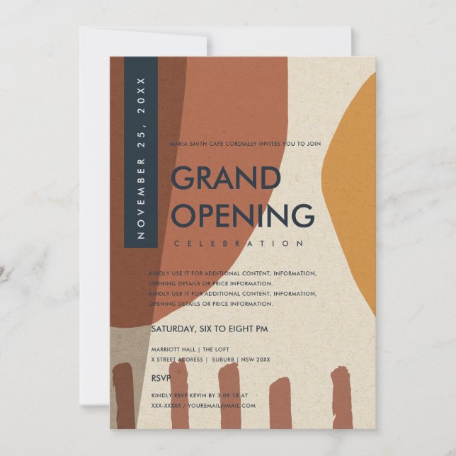 INVITATION INAUGURATION GRANDIOSE ART ABSTRAIT MODERNE ROUILL (Devant)
