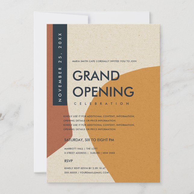 INVITATION INAUGURATION GRANDIOSE ART ABSTRAIT MODERNE ROUILL (Devant)
