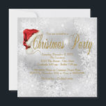 Invitation Incitations à la fête de Noël des Snowflake de San<br><div class="desc">Fun chapeau de Noël rouge blanc et doré Flamme de neige invitation Noël avec le mignon chapeau de Père Noël rouge sur un joli arrière - plan de flocon de neige. Cette élégante invitation à la fête de Noël des fêtes de neige est facilement customisée pour votre événement en ajoutant...</div>