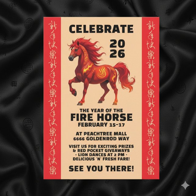 Invitation Incroyable année chinoise du Cheval de Feu 2026 (Stunning Chinese Year of the Fire Horse 2026 Invitation Cover Photo)
