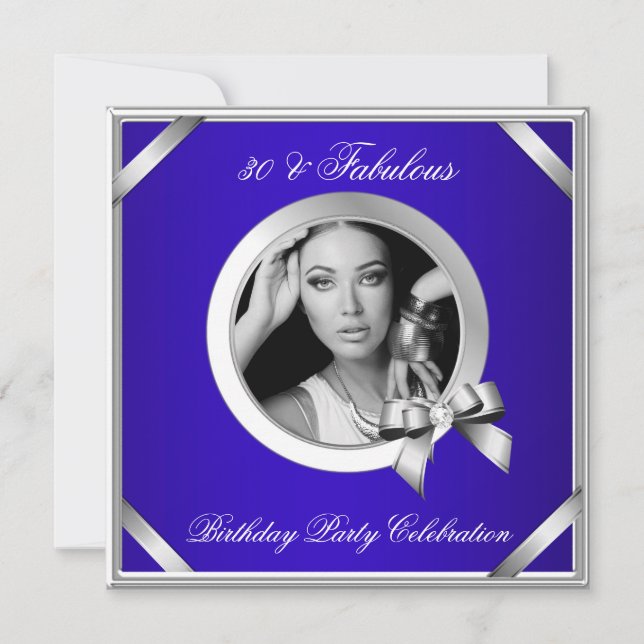 Invitation Incroyable Diamant Royal Bleu Argent Photo 30 (Devant)