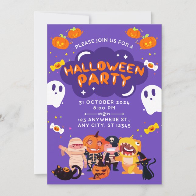 Invitation incroyable pour une fête d'Halloween (Devant)