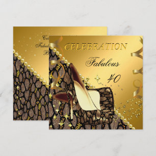 Invitation Incroyables talons exotiques dorés marron 40 ans A