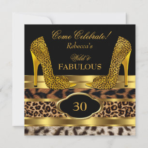 Invitation Incroyables talons hauts Fabulous 30 Léopard doré