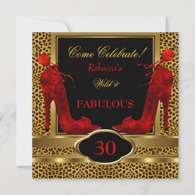 Invitation Incroyables talons hauts rouge guépard léopard sau (Devant)