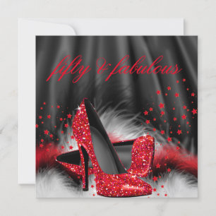 Invitation Incroyables talons hauts rouges 50 Soie noire Anni