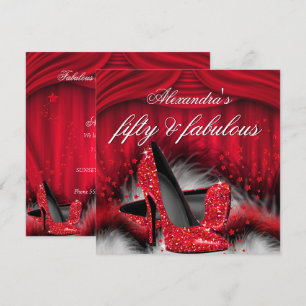 Invitation Incroyables talons hauts rouges à plumes pour 50 a